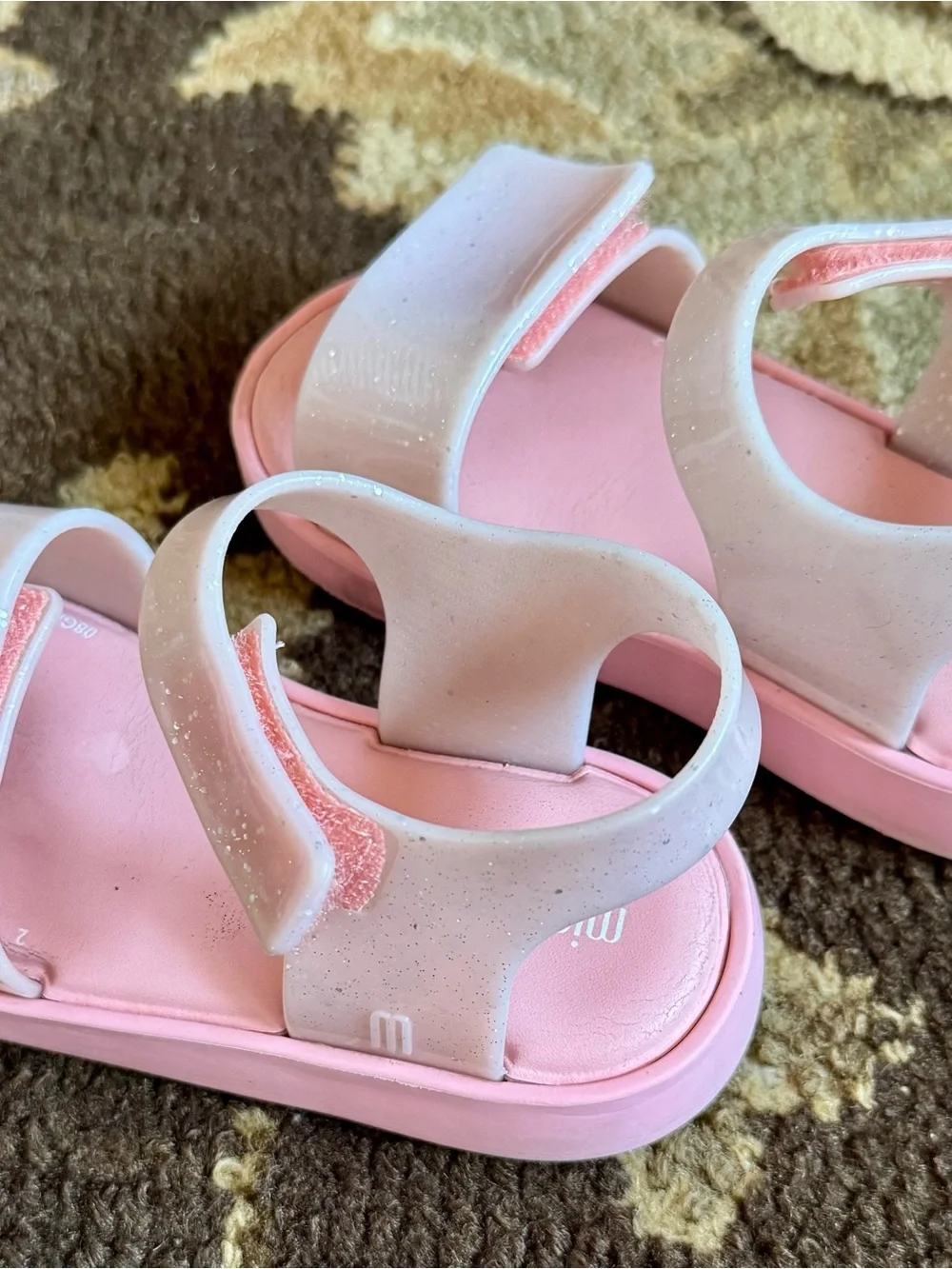 Mini Melissa Pink Sandals with Sparkle Straps